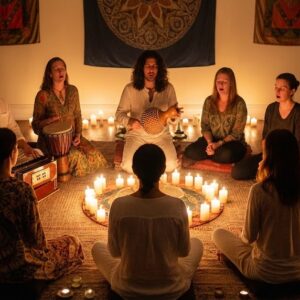 Mantra singen Gruppe im Kreis Meditation Zürich