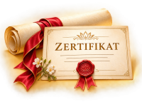 Zertifikat mit rotem Siegel als Symbol für die zertifizierte Tantra-Massage-Ausbildung in der Schweiz.